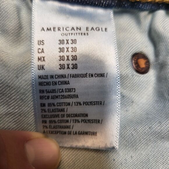 American Eagle Mens 29x29 Slim Straight Jeans Extreme Flex Distressed Denim - Picture 5 of 10